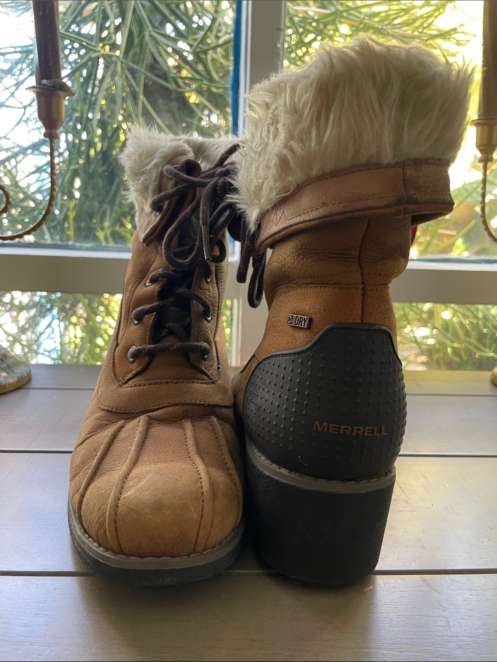 Merrell Tan Brown Faux-Fur Lace-Up Waterproof Winter Boots